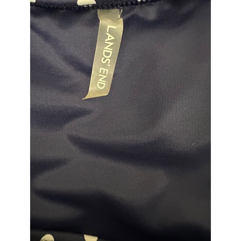 Lands End Tankini Swim Top Sz XL Blue w White Polka Dots High Neck - Picture 5 of 5